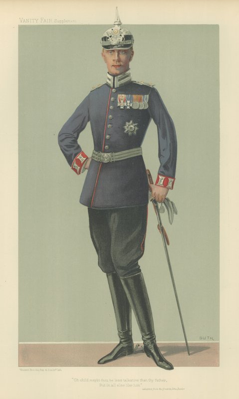 HKH Kronprinsen av Tyskland (farge litho) av Jean Baptiste (after) Guth