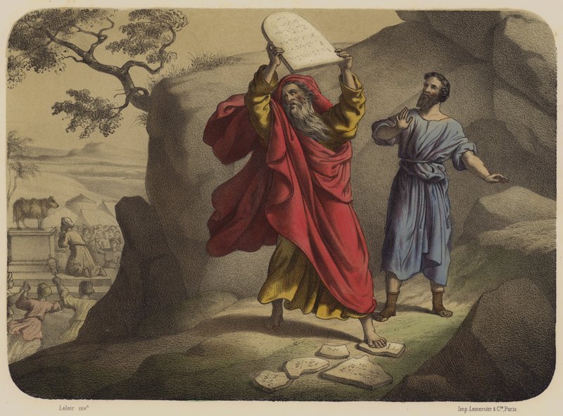 Moses bryter lovens tavler av Jean Baptiste Auguste Leloir