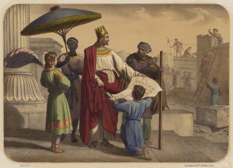 Salomo bygger tempelet av Jean Baptiste Auguste Leloir