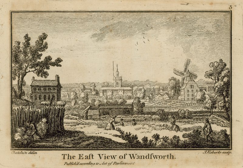 Østutsikten over Wandsworth av Jean Baptiste Claude Chatelain