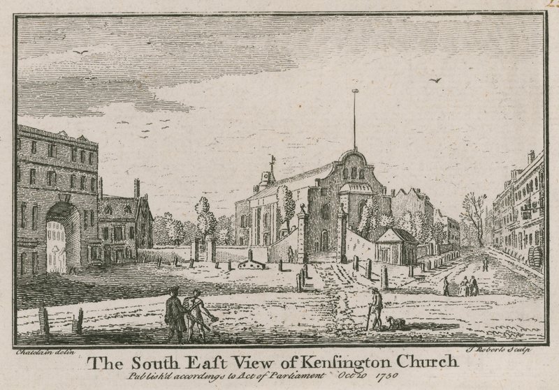 Den sørøstlige utsikten over Kensington Church av Jean Baptiste Claude Chatelain