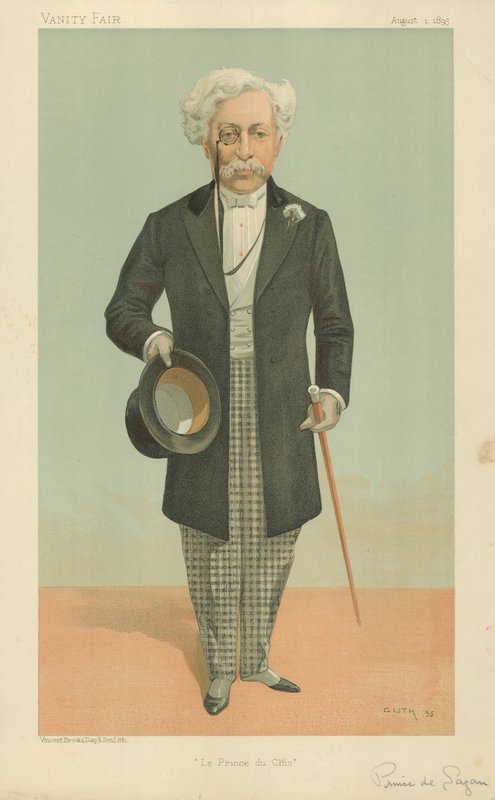 The Prince of Sagan, The Prince of Chic, 1. august 1895, Vanity Fair tegneserie av Jean Baptiste Guth