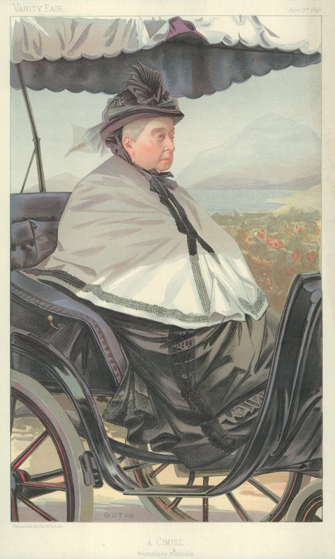 Queen Victoria, A Cimiez, promenade matinale, 17. juni 1897, Vanity Fair tegneserie av Jean Baptiste Guth