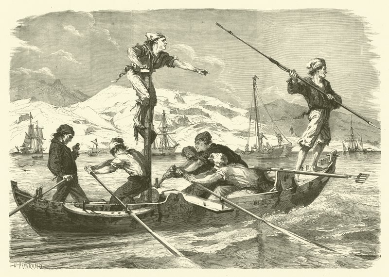 Fiske etter sverdfisk ved kysten av Sicilia (gravering) av Jean Baptiste Henri Durand Brager