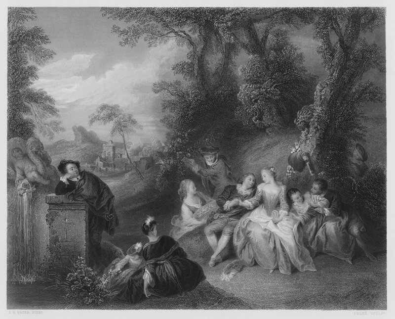 A Fete-Champetre, fra bildet i Royal Collection (gravering) av Jean Baptiste Joseph (after) Pater