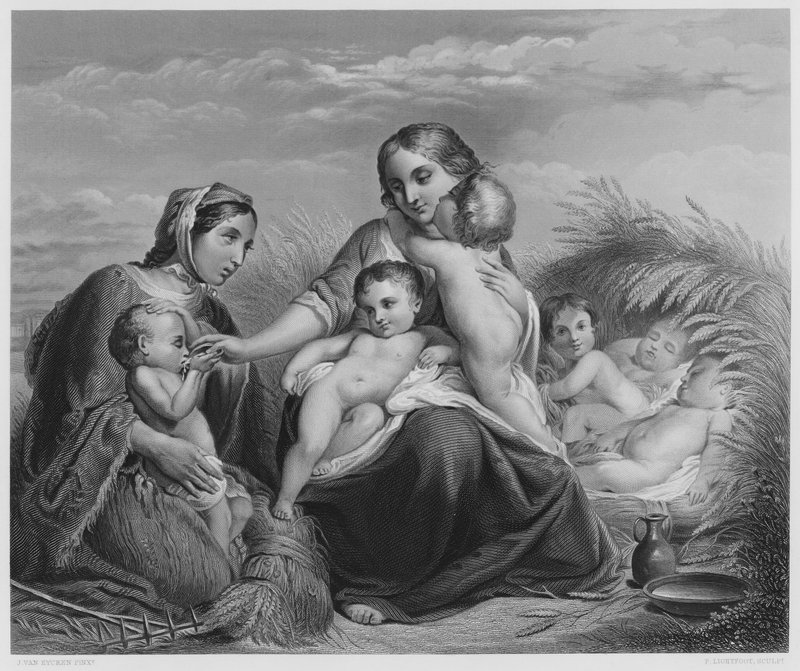 Veldedighet, fra bildet i Den Kongelige Samling (gravering) av Jean Baptiste van Eycken