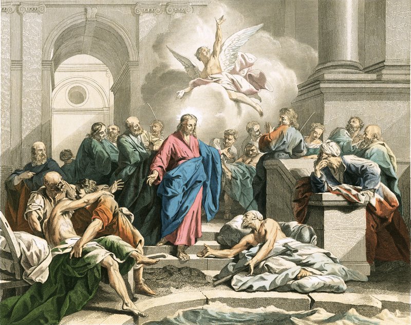Jesus helbreder en impotent mann ved Betesda-dammen av Jean Bernard Restout