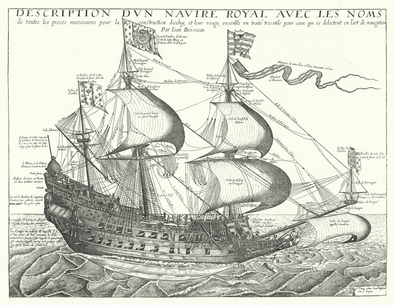 Fransk krigsskip, c1657 av Jean Boisseau