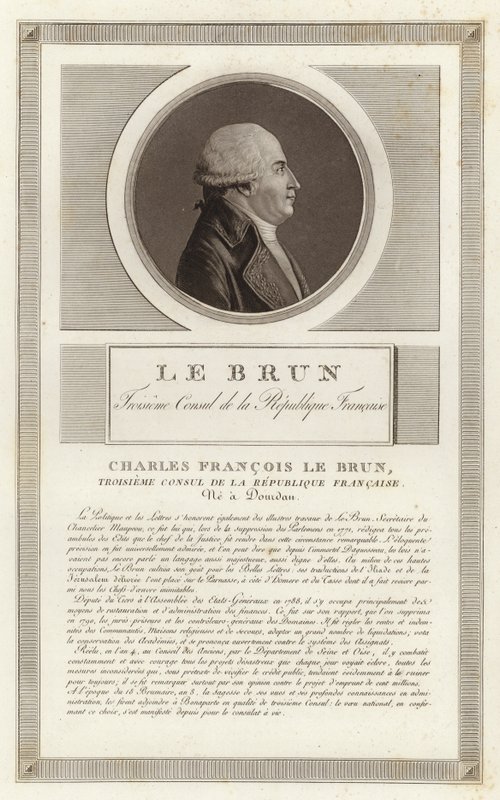 Portrett av Charles-Francois Lebrun, hertugen av Plaisance av Jean Duplessi Bertaux