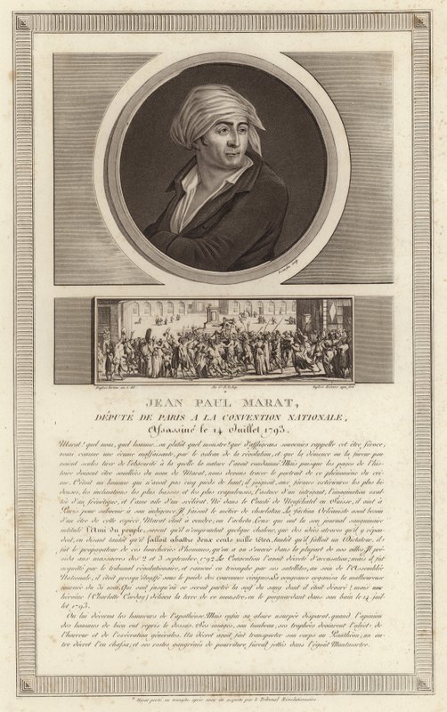Portrett av Jean-Paul Marat av Jean Duplessi Bertaux