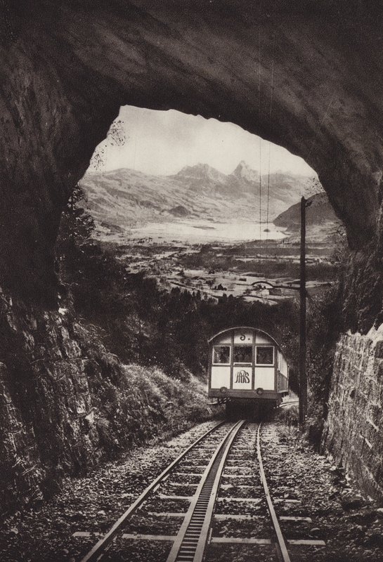 Electric Arth Rigi Bahn (s/hvitt bilde) av Jean Gaberell