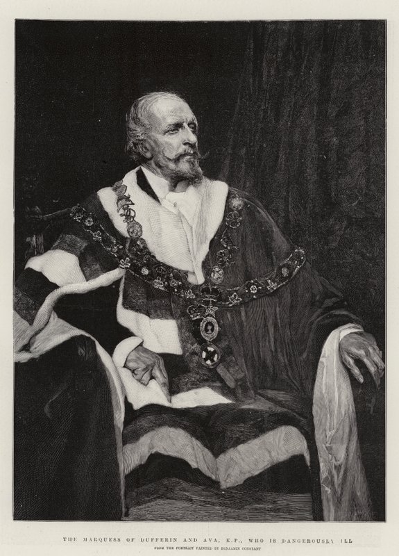 Marquess of Dufferin og Ava, KP, som er farlig syk av Jean Joseph Benjamin Constant