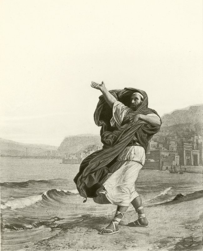 Demosthenes praktiserer oratorisk (dyptrykk) av Jean Jules Antoine Lecomte du Nouy