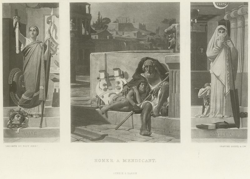 Homer en bøller (gravyr) av Jean Jules Antoine Lecomte du Nouy