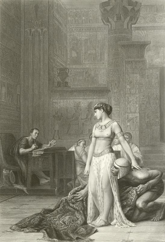 Cleopatra og Caesar (gravering) av Jean Leon (after) Gerome