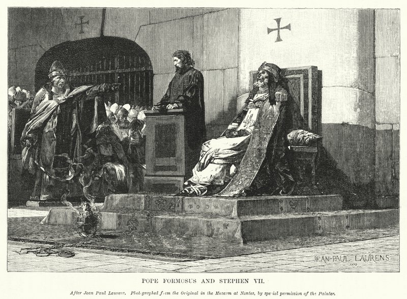 Pave Formosus og Stephen VII (gravering) av Jean Paul (after) Laurens
