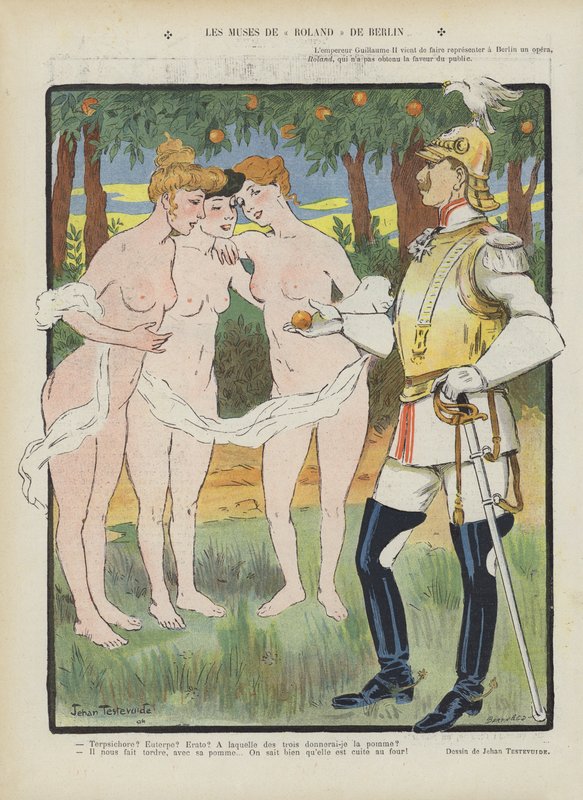 Musene til Roland av Berlin. Illustrasjon for Le Rire av Jehan Testevuide