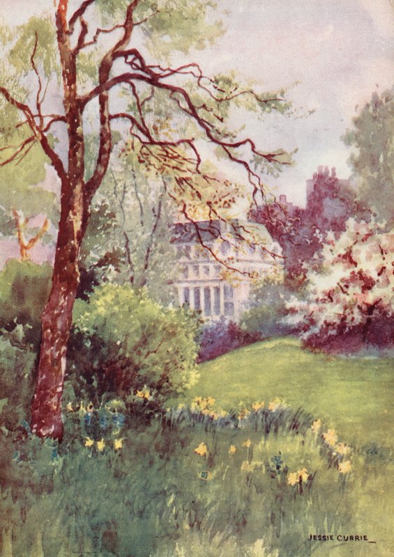 St. James#39;s Park, med hovedkvarteret til Anglo-American Oil Company (fargelitografi) av Jessie Currie
