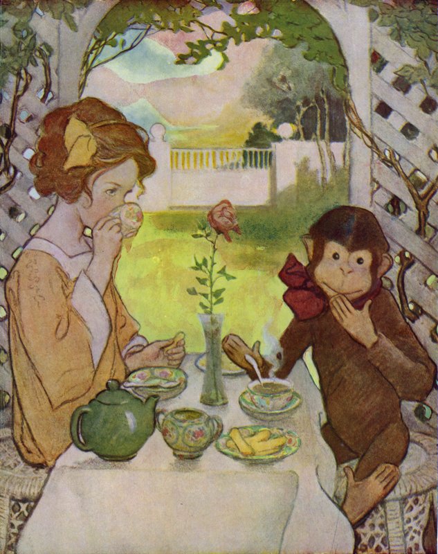 Skjønnheten og udyret (farge litho) av Jessie Willcox Smith