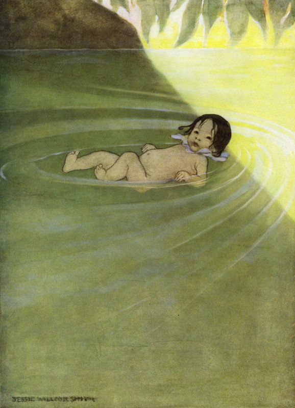 Illustrasjon for The Water Babies av Charles Kingsley (farge litho) av Jessie Willcox Smith