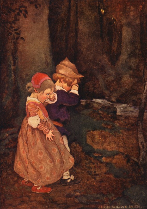 The Babes In The Wood (farge litho) av Jessie Willcox Smith