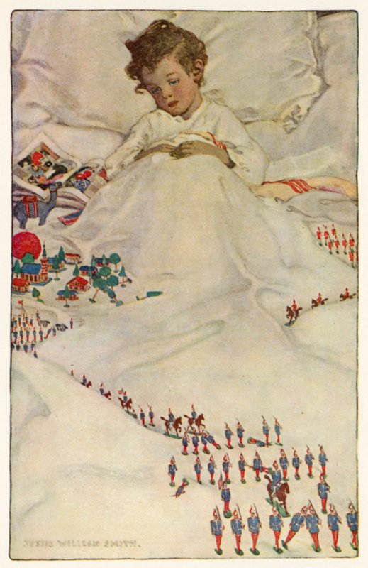 The Land of Counterpane (farge litho) av Jessie Willcox Smith