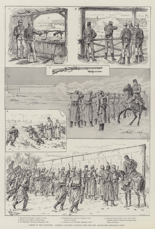 Armies of the Continent, østerriksk infanteriøvelse med den nye Mannlicher repeterende riflen av Johann Nepomuk Schonberg