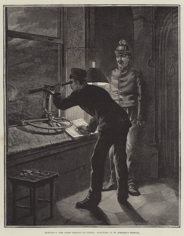 Brenning av Stadt Theatre i Wien, Watchman i St Stephen's Steeple av Johann Nepomuk Schonberg