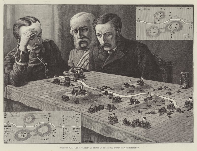 The New War Game, Polemos, som spilt på Royal United Service Institution av Johann Nepomuk Schonberg