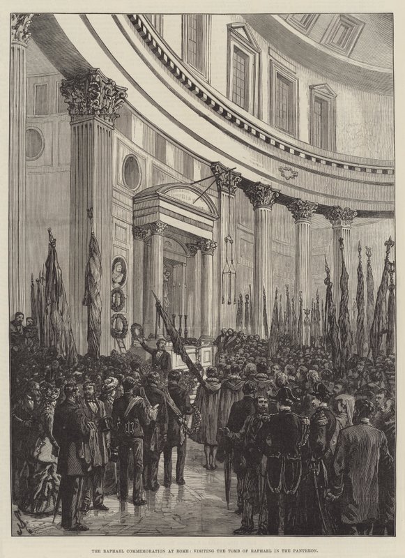 Raphael-markeringen i Roma, besøker Rafaels grav i Pantheon av Johann Nepomuk Schonberg