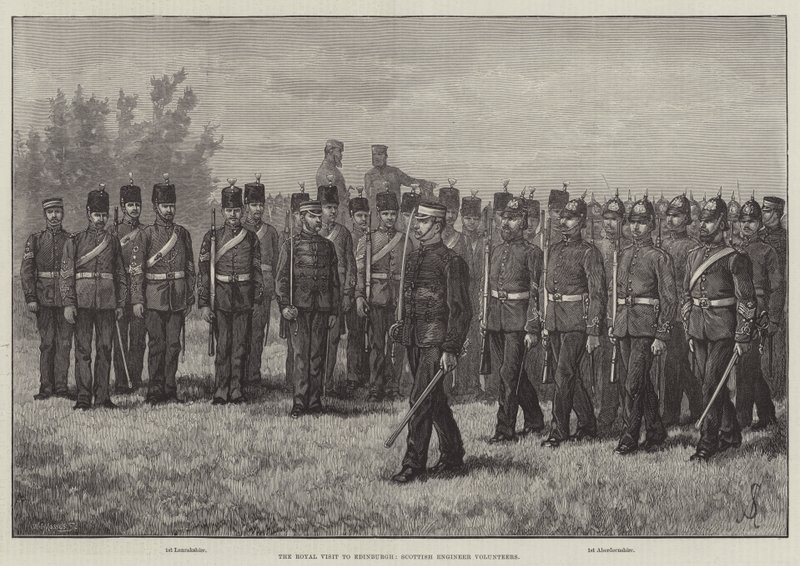 Det kongelige besøket i Edinburgh, Scottish Engineer Volunteers av Johann Nepomuk Schonberg