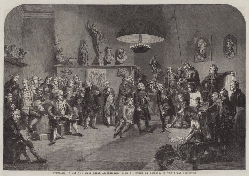 Portretter av alle de første kongelige akademikerne av Johan Joseph Zoffany