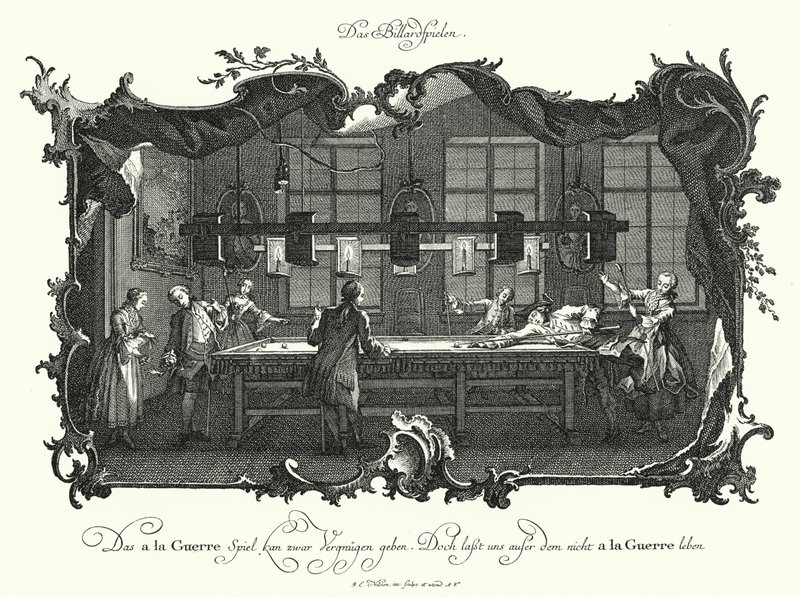 The Game of Billiard (gravering) av Johann Esaias Nilson