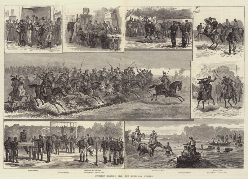 Østerriksk militærliv, de ungarske husarene av Johann Nepomuk Schonberg