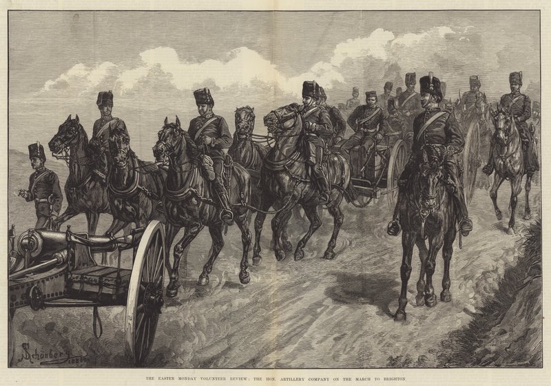 The Easter Monday Volunteer Review, the Honourable Artillery Company på mars til Brighton av Johann Nepomuk Schonberg