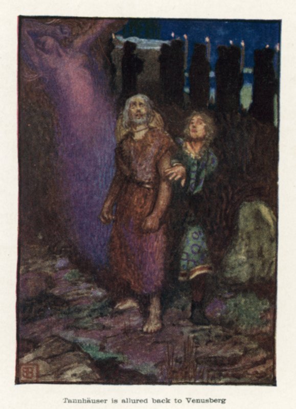 Tannhauser blir lokket tilbake til Venusberg av John Byam Liston Shaw