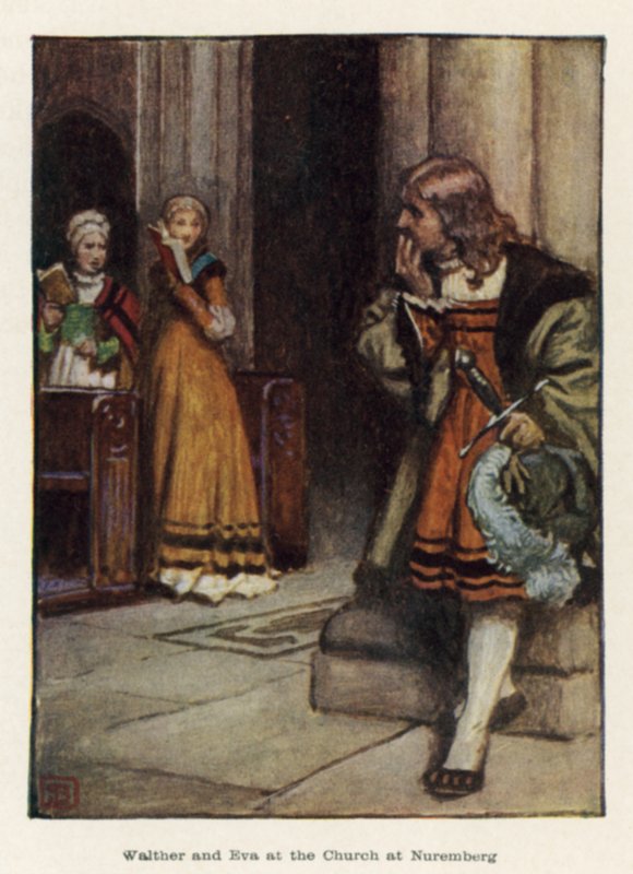 Walther og Eva ved kirken i Nürnberg av John Byam Liston Shaw