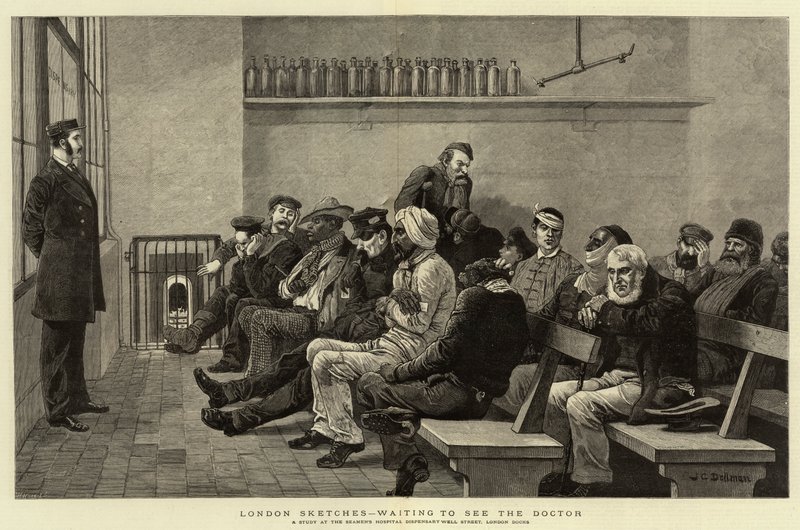 London Sketches, venter på å se doktoren av John Charles Dollman