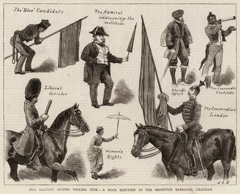 Vårt militære under avstemningstid, et falskt valg på Brompton Barracks, Chatham av John Charles Dollman