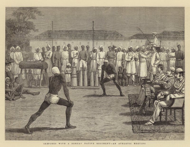 Skisser med et Bombay Native Regiment, et atletisk møte av John Charles Dollman