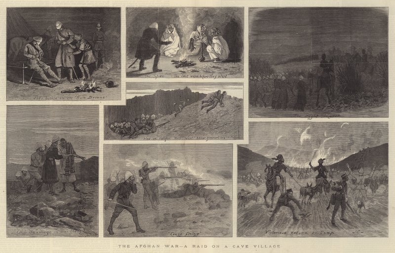 Den afghanske krigen, et raid på en hulelandsby av John Charles Dollman