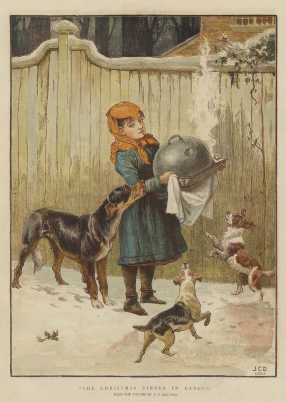 Julemiddagen i fare (chromolitho) av John Charles Dollman