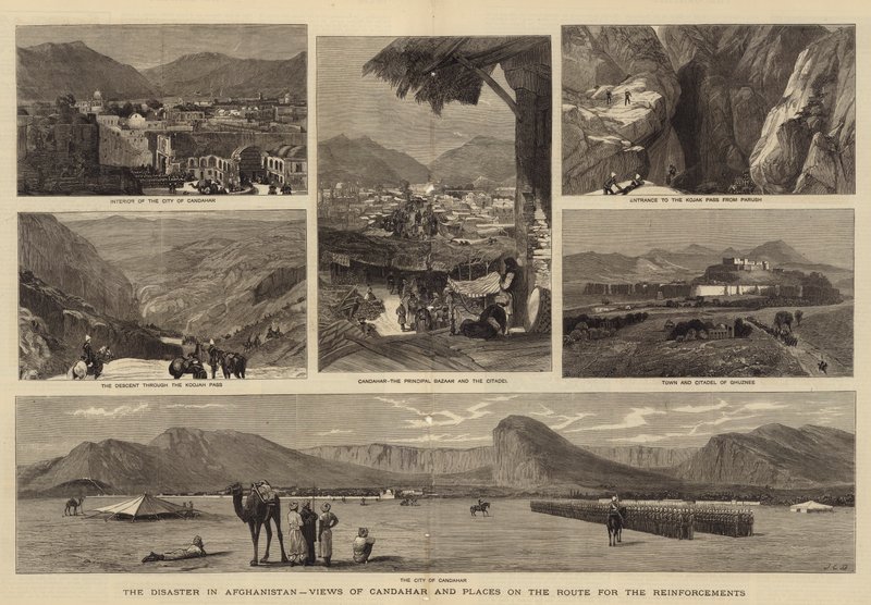 Katastrofen i Afghanistan, utsikt over Candahar og steder på ruten for forsterkningene av John Charles Dollman