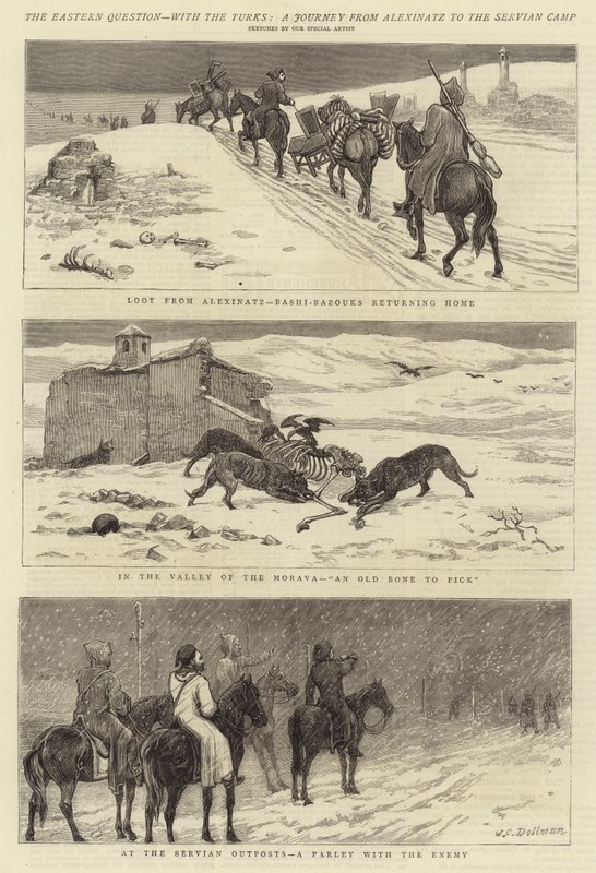 Det østlige spørsmålet, med tyrkerne, en reise fra Alexinatz til Servian-leiren av John Charles Dollman