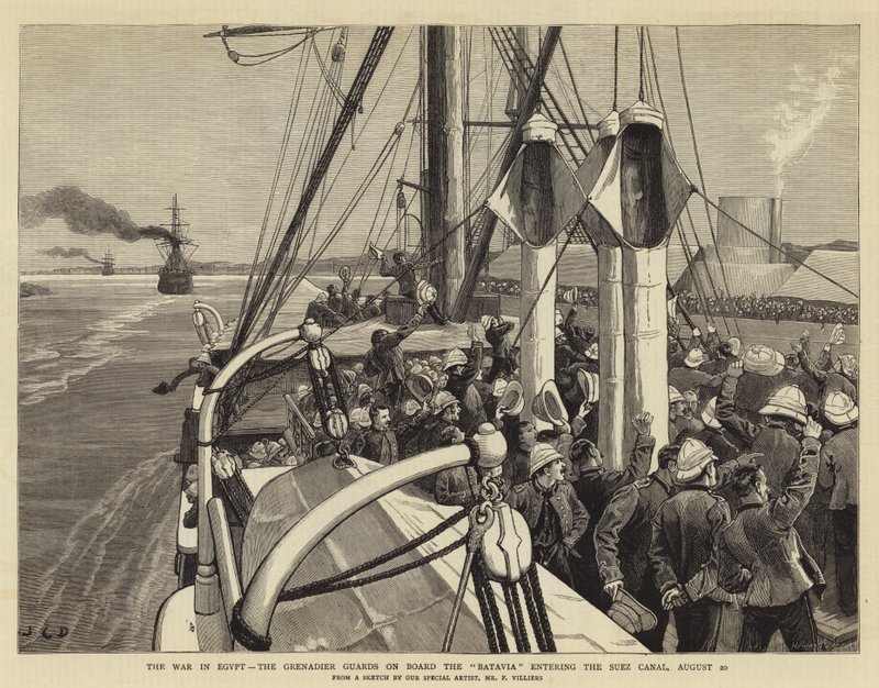 Krigen i Egypt, grenadervaktene om bord på Batavia på vei inn i Suez-kanalen, 20. august av John Charles Dollman
