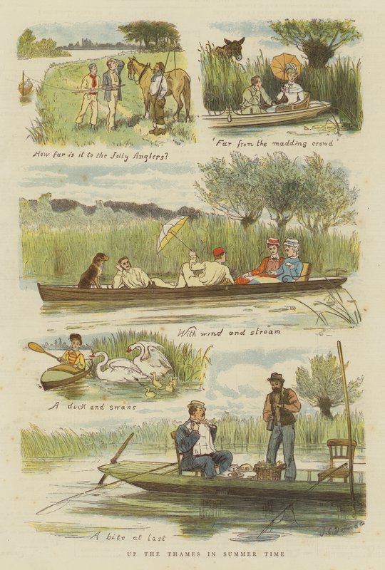 Opp Themsen om sommeren (chromolitho) av John Charles Dollman