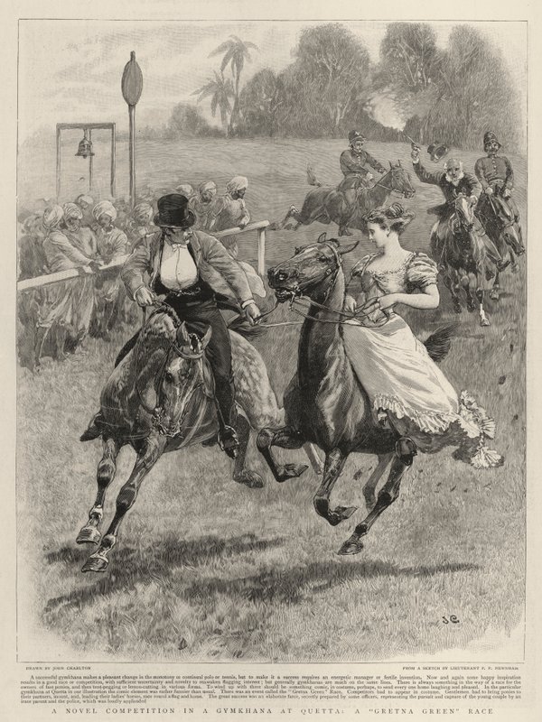 En romankonkurranse i en Gymkhana på Quetta, et Gretna Green Race av John Charlton