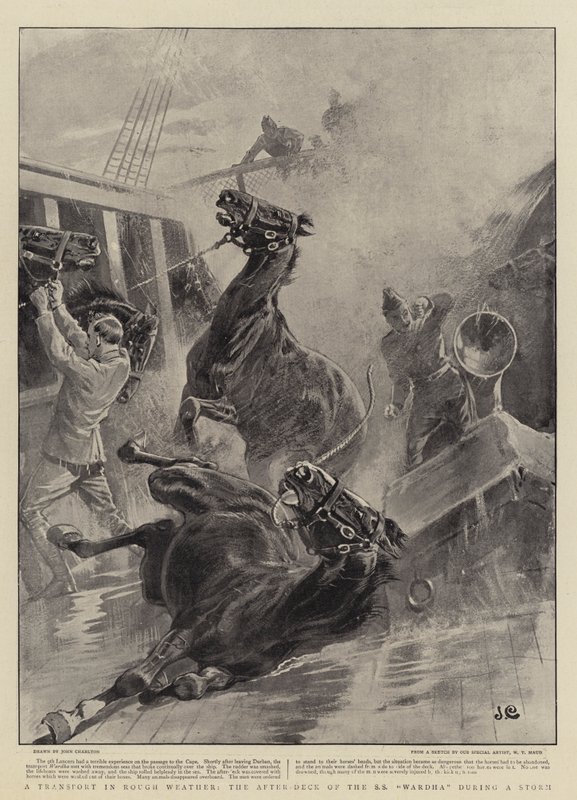 En transport i røft vær, etterdekket til SS Wardha under en storm av John Charlton