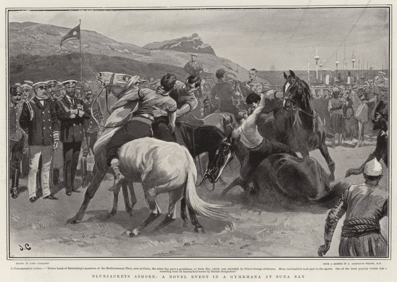 Bluejackets Ashore, en ny begivenhet i en Gymkhana ved Suda Bay av John Charlton