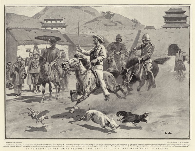På Liberty på China Station, Jack og Jolly på en fullhastighetsprøve på Nanking av John Charlton